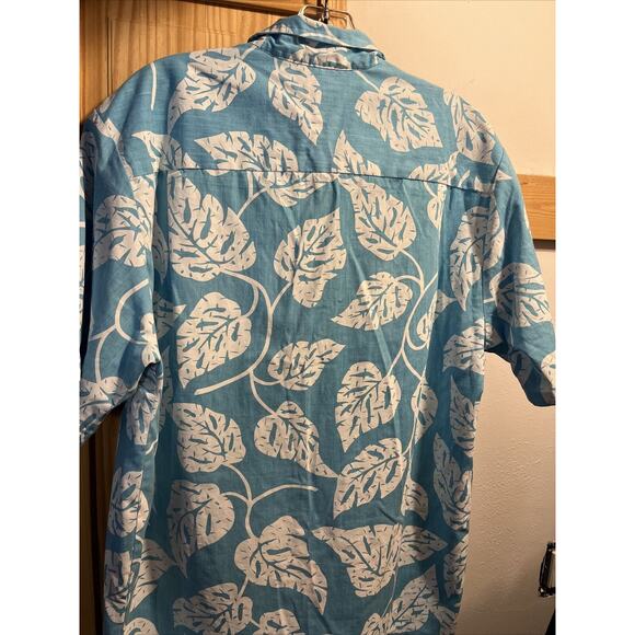 Malihini Vintage Men’s L Blue White Floral SS Button Cotton Blend Hawaiian Shirt - Picture 10 of 11